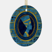 Golden Nefertiti over blauwe marmer Keramisch Ornament (Rechts)