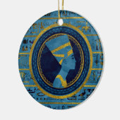 Golden Nefertiti over blauwe marmer Keramisch Ornament (Links)
