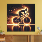 Golden Neon Fiets Canvas Afdruk (Insitu (Woonkamer))