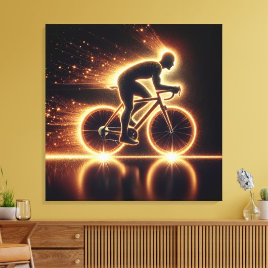 Golden Neon Fiets Canvas Afdruk (Insitu (Woonkamer))