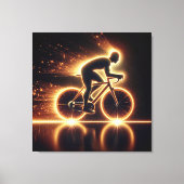 Golden Neon Fiets Canvas Afdruk (Voorkant)