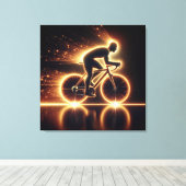 Golden Neon Fiets Canvas Afdruk (Insitu (Houten vloer))