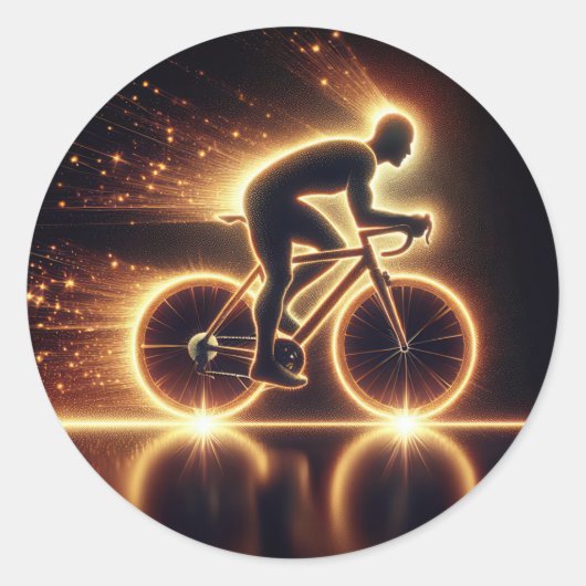 Golden Neon Fiets Ronde Sticker (Voorkant)