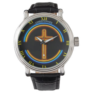 Golden Neon gloeiend psychedelisch Christelijk Jes Horloge
