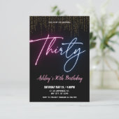 Golden Neon Praat met mij 30e verjaardagsfeestje Kaart (Staand voorkant)