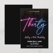 Golden Neon Praat met mij 30e verjaardagsfeestje Kaart (Voorkant / Achterkant)