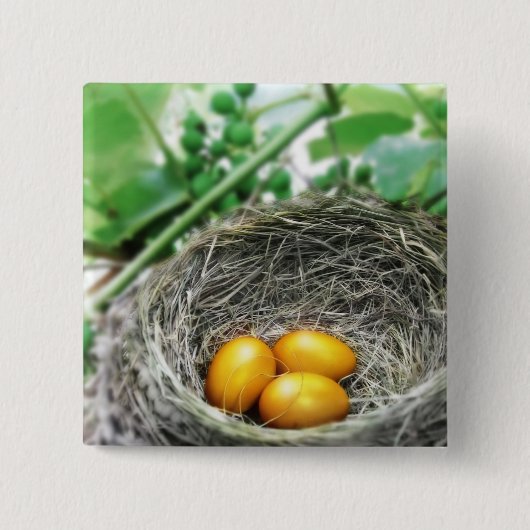 Golden Nest Eggs Vierkante Button 5,1 Cm (Voorkant)