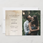 Golden Neutral Abstract | Elegante Huwelijk QR Cod Save The Date (Voorkant)