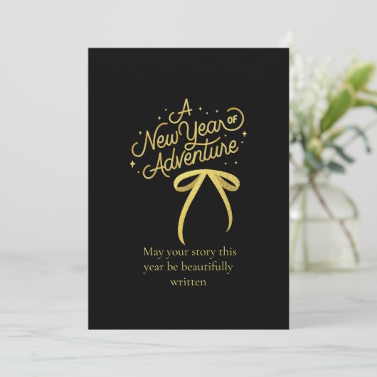 Golden New Year Adventure Card Design Feestdagenkaart (Staand voorkant)