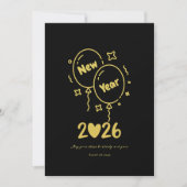 Golden New Year Balloon Card 2026 Feestdagenkaart (Voorkant)