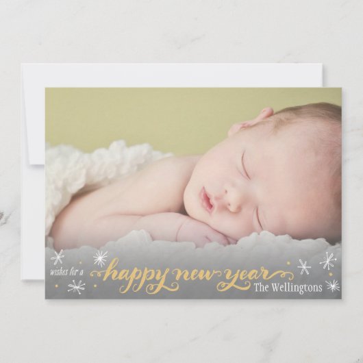 Golden New Year Greeting Card Feestdagenkaart (Voorkant)