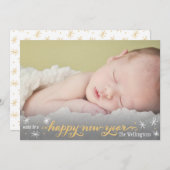 Golden New Year Greeting Card Feestdagenkaart (Voorkant / Achterkant)