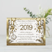Golden New Years Eve huwelijksuitnodigingen Kaart (Staand voorkant)
