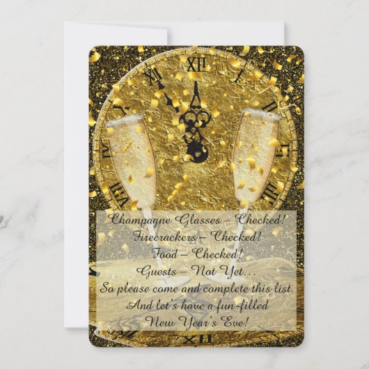 Golden New Years Eve Uitnodiging (Voorkant)