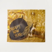 Golden New Years Top Hat Wandkleed (Voorkant (horizontaal))
