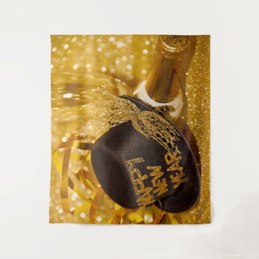Golden New Years Top Hat Wandkleed (Voorkant)