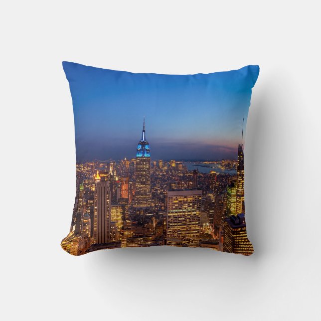 Golden New York City Skyline Kussen (Voorkant)
