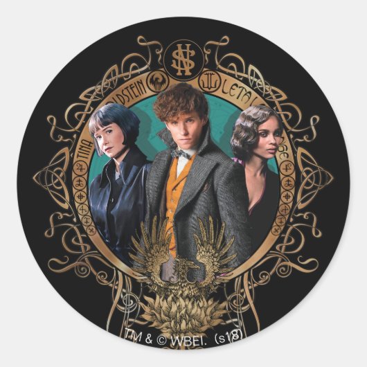 Golden Newt, Tina en Leta Art Deco Portrait Ronde Sticker (Voorkant)