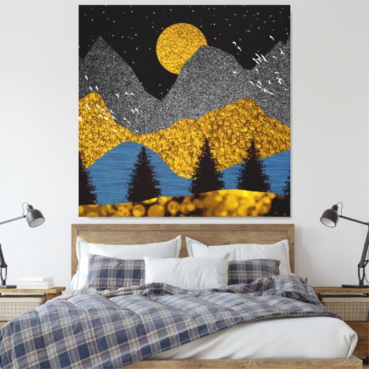 Golden Night Canvas Afdruk (Insitu (Slaapkamer))
