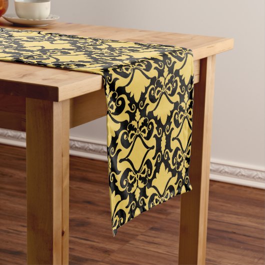 Golden Night Damask Bows Korte Tafelloper (Voorbeeld)