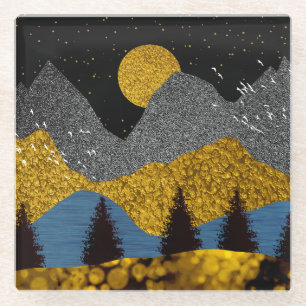 Golden Night Glazen Onderzetter