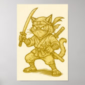 Golden ninja cat poster (Voorkant)