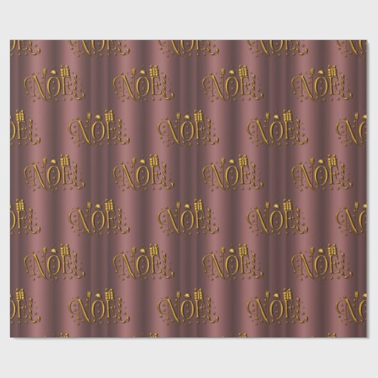 Golden Noel en Dusky Pink/Roos Gold Kerstmis Cadeaupapier (Vlak)