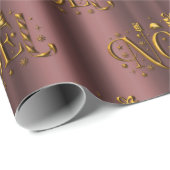 Golden Noel en Dusky Pink/Roos Gold Kerstmis Cadeaupapier (Rol Hoek)