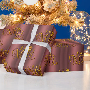 Golden Noel en Dusky Pink/Roos Gold Kerstmis Cadeaupapier