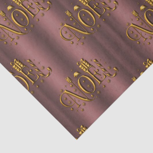 Golden Noel en Roos Gold Kerstmis Tissuepapier (Detail)