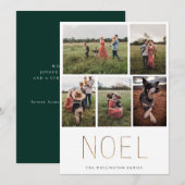 Golden NOEL Modern Photo Collage Holiday Kaart (Voorkant / Achterkant)