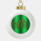 Golden Noel over Groen Keramische Bal Ornament (Voorkant)