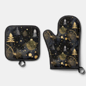 Golden Noir Christmas Ovenwant & Pannenlap Set (Voorkant)