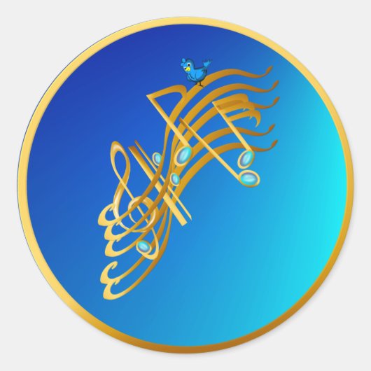 Golden Notes-Stickers Ronde Sticker (Voorkant)