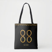 Golden Number 88 en Golden Confetti op zwart Tote Bag (Voorkant)