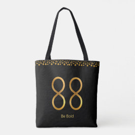 Golden Number 88 en Golden Confetti op zwart Tote Bag