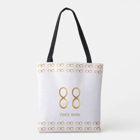 Golden Number 88 & Infinity Pattern on White Tote Bag (Achterkant)