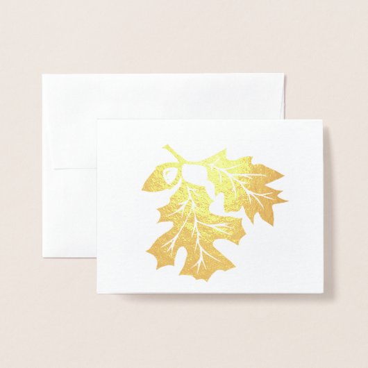 Golden Oak Leaves en Acorn Folie Kaart (Voorkant met envelop)