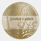 Golden Oakl Tree Gold Wedding Seal Ronde Sticker (Voorkant)