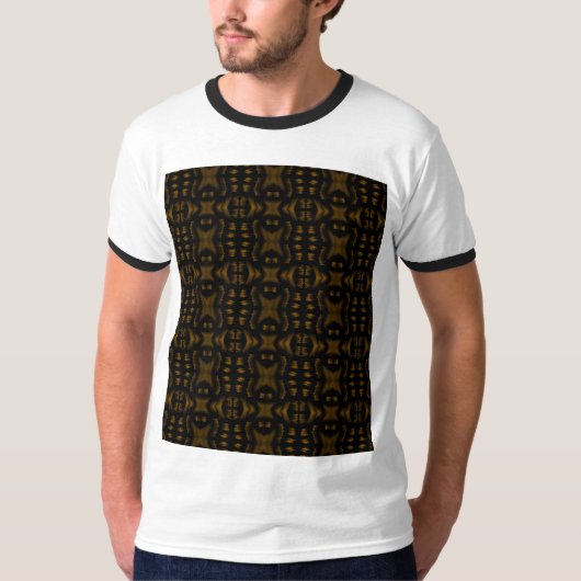 Golden Obsidian Tribal Ikat Pattern T-shirt (Voorkant)