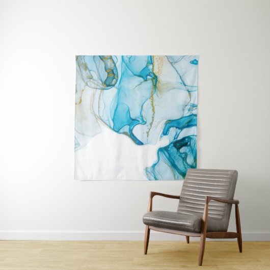 Golden oceaangolven. Rijke heldere abstracte afbee Wandkleed (In Situ (horizontaal))