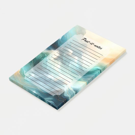 Golden Ocean Flow Abstract Waves Post-it® Notes (Schuin)