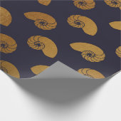 Golden Ocean Shells Blue Navp Yacht Cadeaupapier (Hoek)