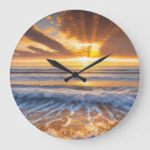 Golden Ocean Sunrise Clock Grote Klok (Voorkant)