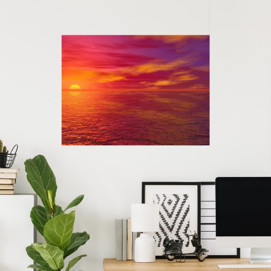 Golden Ocean Sunset Poster (Thuiskantoor)
