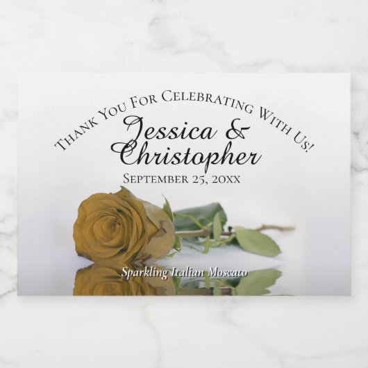 Golden Ochre Roos Classy Wedding Bedankt Mini Sparkling Wijnetiket (Enkel label)