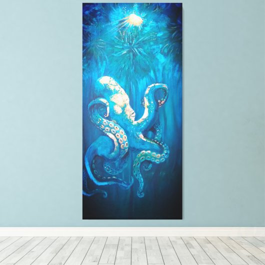 Golden Octopus Canvas Afdruk (Insitu (Houten vloer))