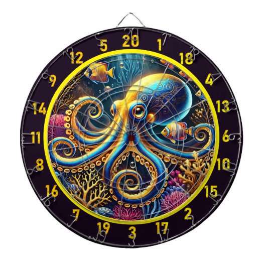 Golden Octopus Coral Reef Dartbord (Voorkant)