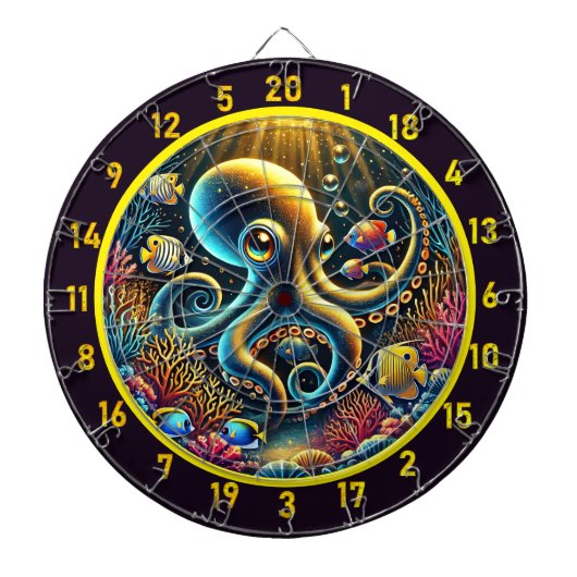 Golden Octopus Reef Adventure Dartboard Dartbord (Voorkant)