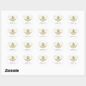 Golden Octopus & Sea Shells Beach Birthday Party Ronde Sticker (Vel)